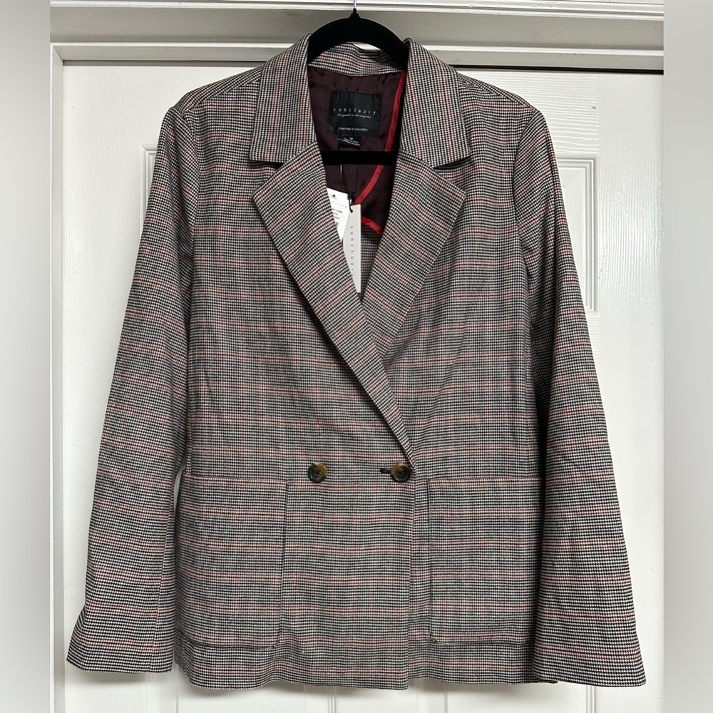 Sanctuary Women's Gray and Red Checkered Blazer